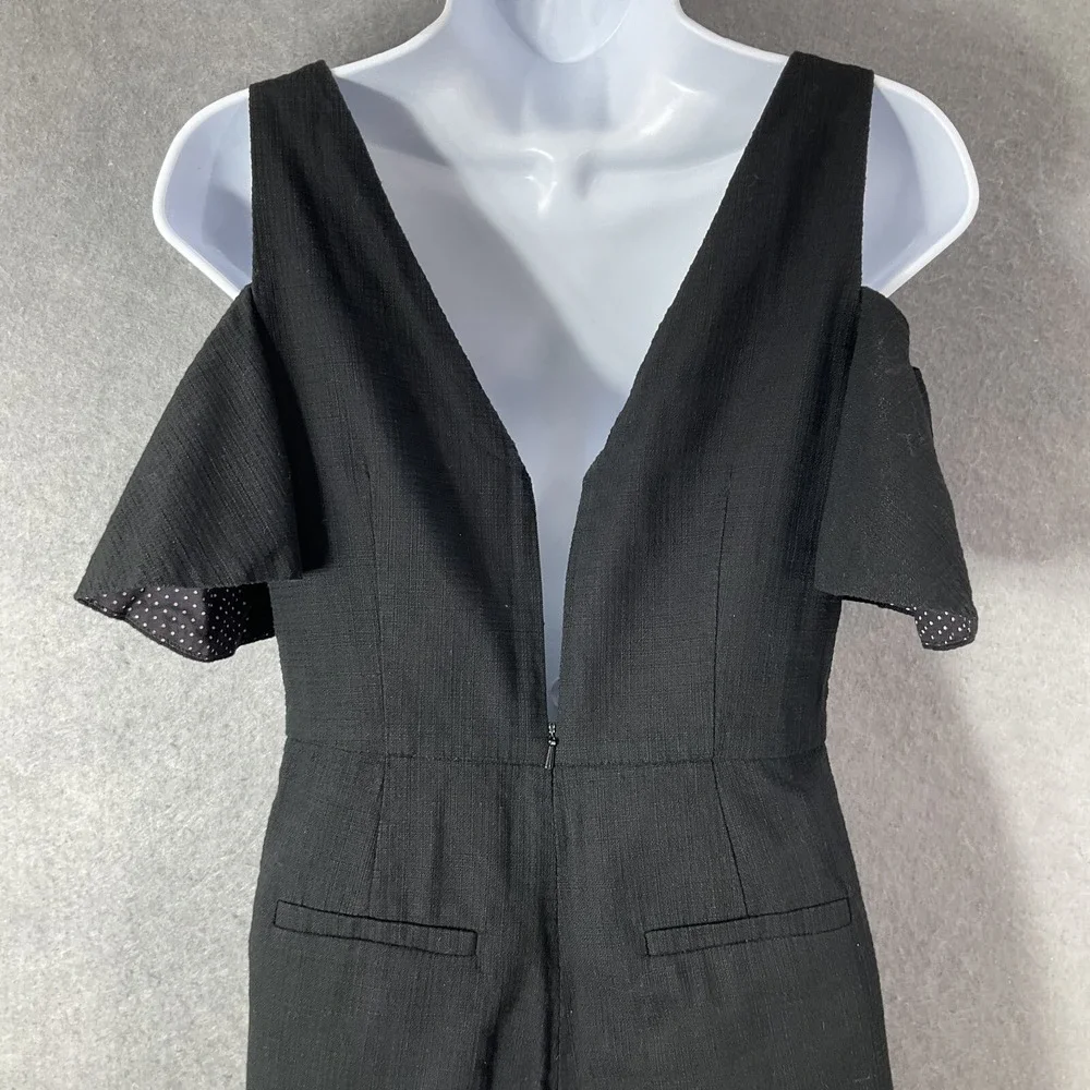 Elevenses‎ Romper Womens 0 Black 100% Cotton Cold Shoulder Pockets Festival Boho